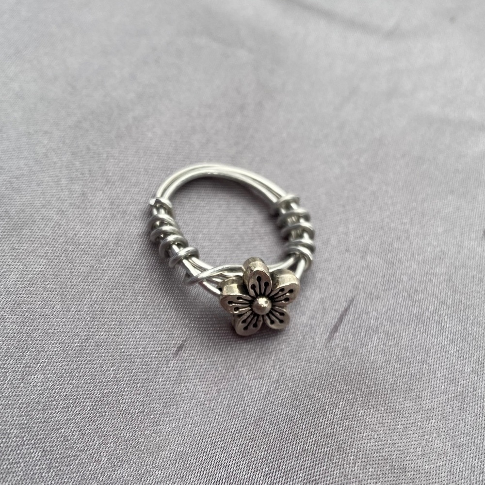 Silver Wire Wrapped Flower Ring
